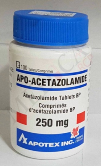 Boîte d'Acetazolamide et globe