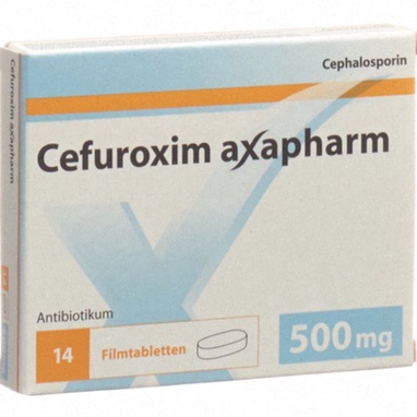 Cefuroxime - Boîte de comprimés et ordonnance