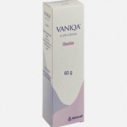 Vaniqa crème eflornithine - Illustration pot et application sur visage