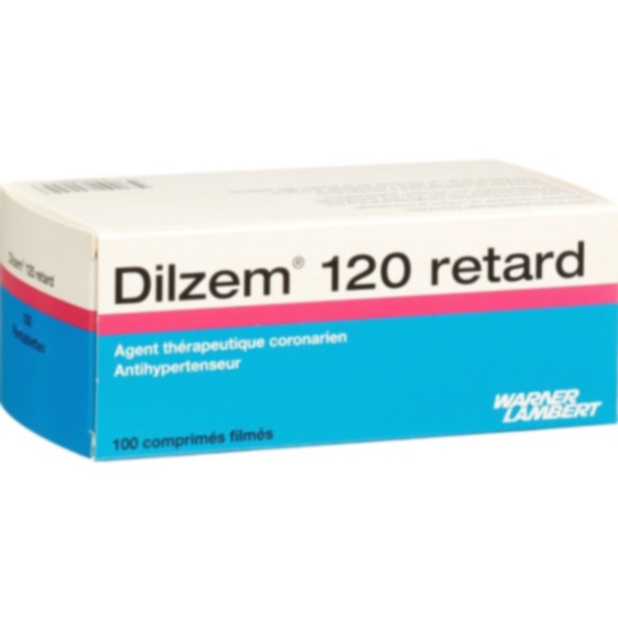 Boîte de Diltiazem et cœur en arrière-plan